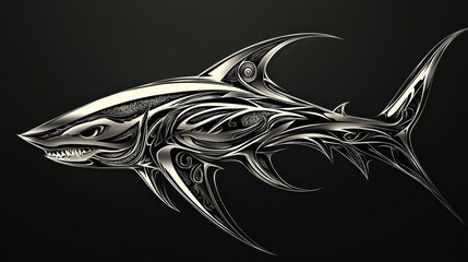 Ornate Metallic Shark: A Digital Masterpiece