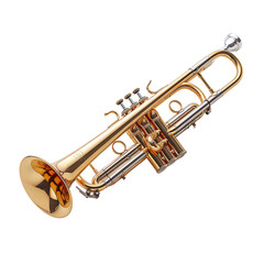 Obraz premium A gleaming golden brass trumpet musical instrument on transparent background