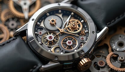 Exquisite mechanical watch with intricate gears and polished metalwork showcases timeless craftsmanship