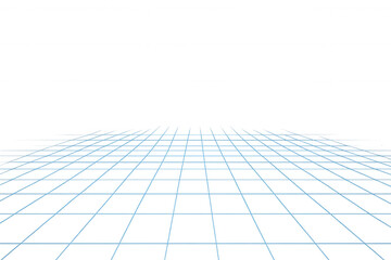 Blue technological grid pattern stretching across transparent backdrop, representing digital landscape and innovative design framework