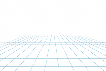 Blue technological grid pattern stretching across transparent backdrop, representing digital landscape and innovative design framework