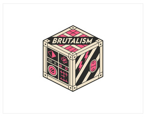 futuristic brutalism graphic box for streetwear vector free SVG download