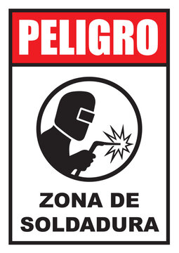 R&oacute;tulo para imprimir peligro zona de soldadura
