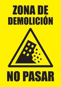 Rotulo para imprimir zona de demolici&oacute;n no pasar