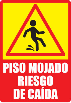 R&oacute;tulo precauci&oacute;n piso mojado se&ntilde;al de seguridad imprimible