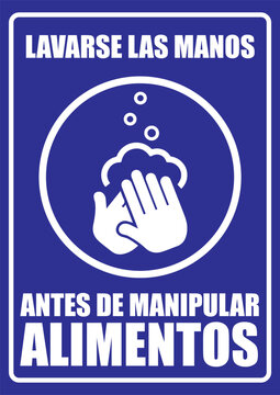 R&oacute;tulo lavarse las manos antes de manipular alimentos higiene alimentaria