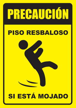 R&oacute;tulo precauci&oacute;n piso mojado se&ntilde;al de seguridad imprimible