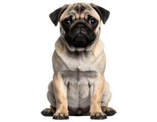  Adorable Pug Puppy Sitting Isolated on White 