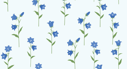 Delicate blue bellflower pattern for elegant floral backgrounds and designs