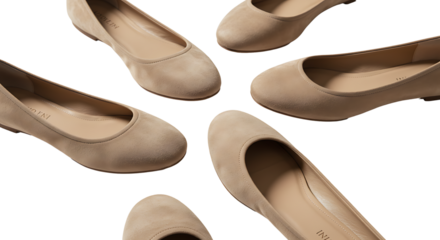A stylish arrangement of elegant and comfortable women's ballet flats in a soft, neutral tone, perfect for versatile fashion and everyday wear