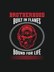 Tee shirt design for firefighters. Unite the fire crew spirit with this bold firefighting apparel design.