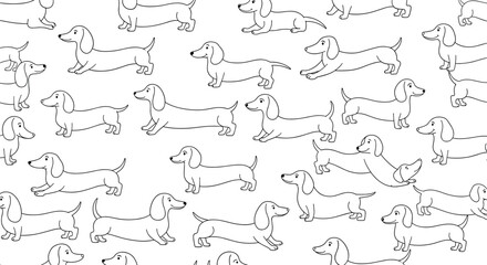 Whimsical dachshund doodle pattern delightful dachshund dog outline repeat