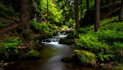 Fototapeta premium Lush forest stream (3)
