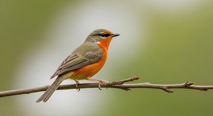 Obraz premium Small Orange Bird on Branch.