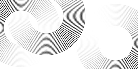 Abstract circle lines on dark blue background. Geometric stripe line art design for poster, brochure, cover, website, header, web banner