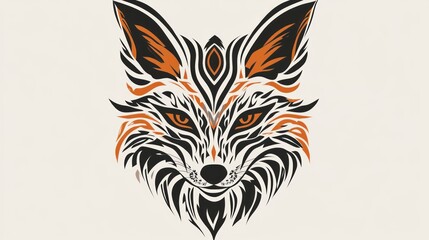 Tribal Fox Head: Intricate Design, Fierce Gaze