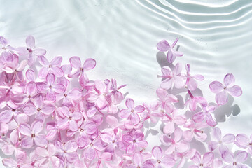 Abstract background with water and flowers. Space for the text.