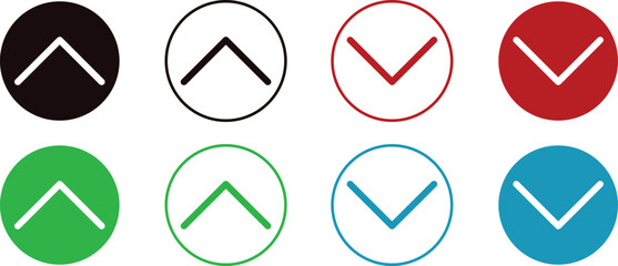 Simple Up and Down Arrow Icons in Circles for Navigation and Interaction Elements