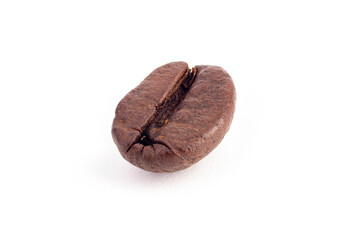Coffee bean on white background, macro close-up