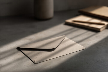 letter resting on pristine desk address obscured with ar blurred white text bars