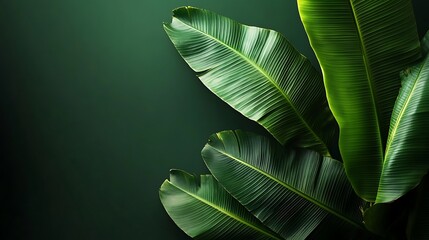 Obraz premium Green banana leaves artistic wallpaper with exotic tropical jungle theme picture
