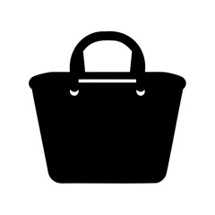 Stylized Black Shopping Bag Icon with Smooth Rounded Handles and Edges