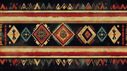 Vibrant Tribal Geometric Textile Design