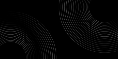 Abstract black glowing geometric lines on gray background. Modern shiny blue circle lines pattern. Futuristic technology concept. Suit for cover  poster