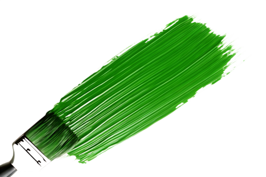 Green paint stroke isolated on a transparent background