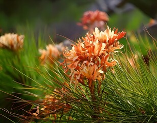 Fototapeta premium Close-up of vibrant orange-cream flowers