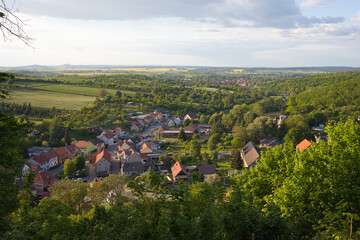 View of Stecklenberg, a district of Thale in the Harz Mountains in Germany.