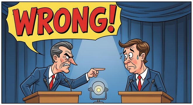 Political Debate Conflict Cartoon.