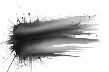 Black ink splat isolated on transparent background