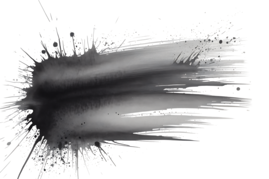 Black ink splat isolated on transparent background - Powered by Adobe