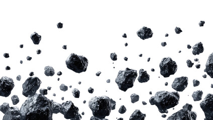 Dark space, many gray rocks scattered