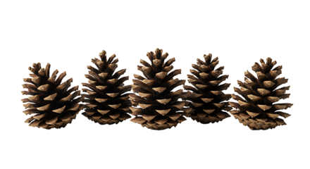 Row of Pinecones Against White Background for Festive Holiday Concepts and Natural Decorative Design