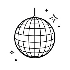 Shiny disco ball illustration with sparkling glitter highlights and vibrant colors
