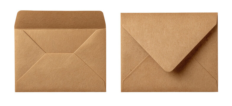 Two kraft paper envelopes, open