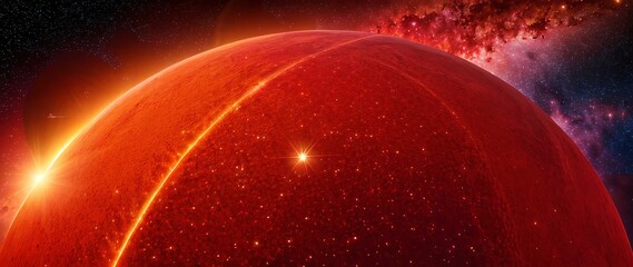 Red Planet Surface with Celestial Background and Stars in Space