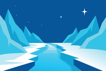 Glacier Valley with Ice Formations