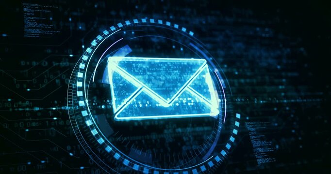 Envelope email and mail message symbol digital concept. Cyber technology and computer background abstract 3d. - Powered by Adobe