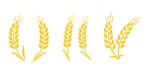 Transparent PNG available Wheats ears icon set and wheat design elements flat line vector collection isolated on transparent background. Harvest wheat grain, growth rice stalk and whole bread grains o © top3