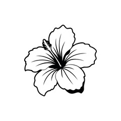 Bold Hibiscus Flower Outline in Black and White Minimalist Style Design