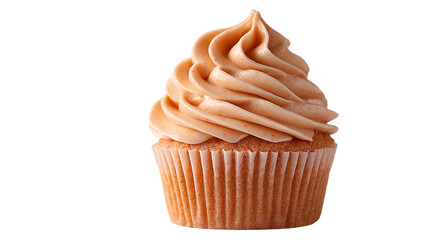 Delicious cupcake with caramel frosting isolated on transparent background, perfect for dessert isolated on a transparent background