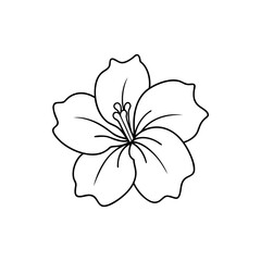 Simple stylized line drawing of a five petal flower on white background