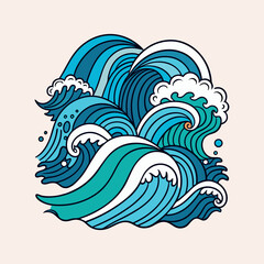 Naklejka premium A vector set of doodle ocean waves. Perfect for surf designs, posters, and beach-themed graphics.