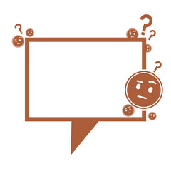 brown speech box frame and question icon