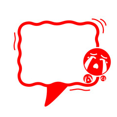 red speech box frame and cry icon