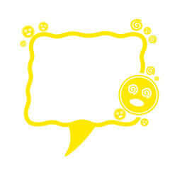 yellow speech box frame and dazed icon