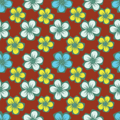 Seamless floral pattern, liberty ditsy print with gently tiny flowers. Cute botanical design, pretty ornament: hand drawn plants, simple small flowers, tiny leaves on a light pink background. Vector.